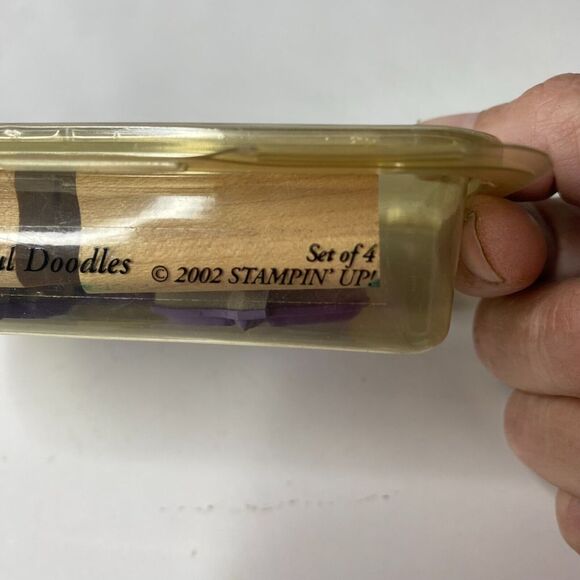 2002 Stampin' Up! Delightful Doodles Card Making Rubber Mounted Stamp Set of 4 - Picture 3 of 4